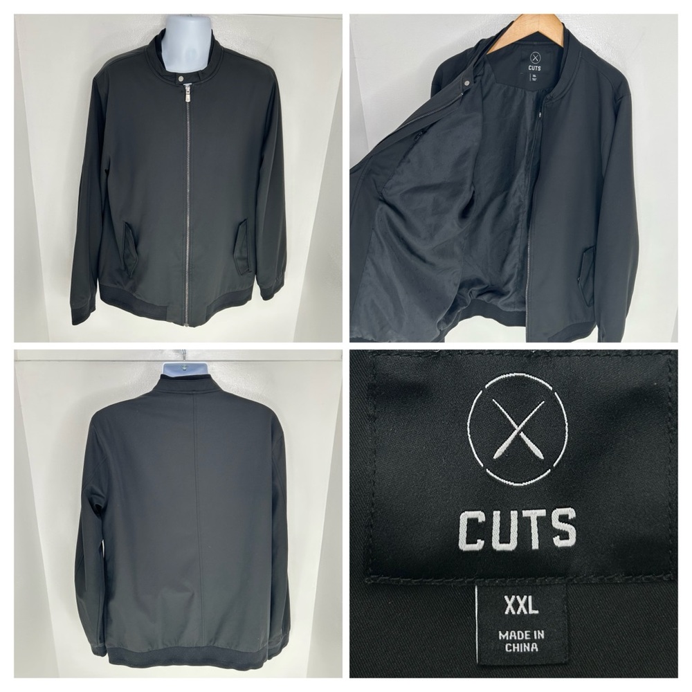 Cuts Clothing Legacy Bomber Jacket Men's XXL Full Zip Tech Black Performance‎